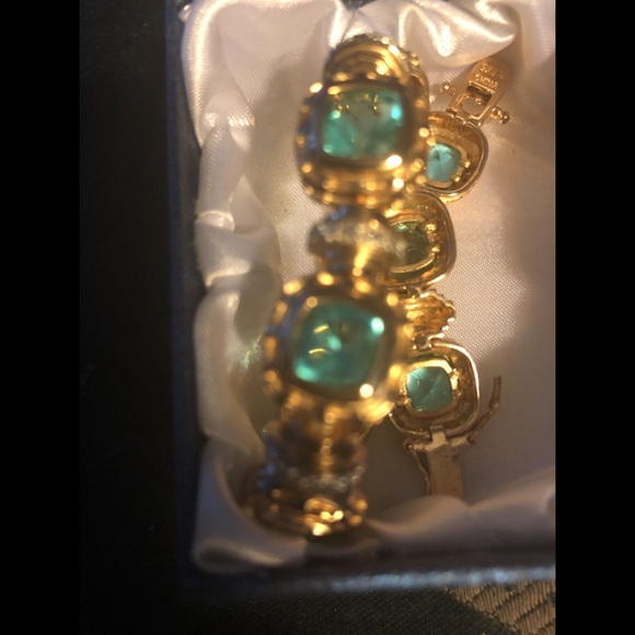 Blue topaz! Bracelet! 14 kt gold over Platinum 925 - Picture 2 of 6